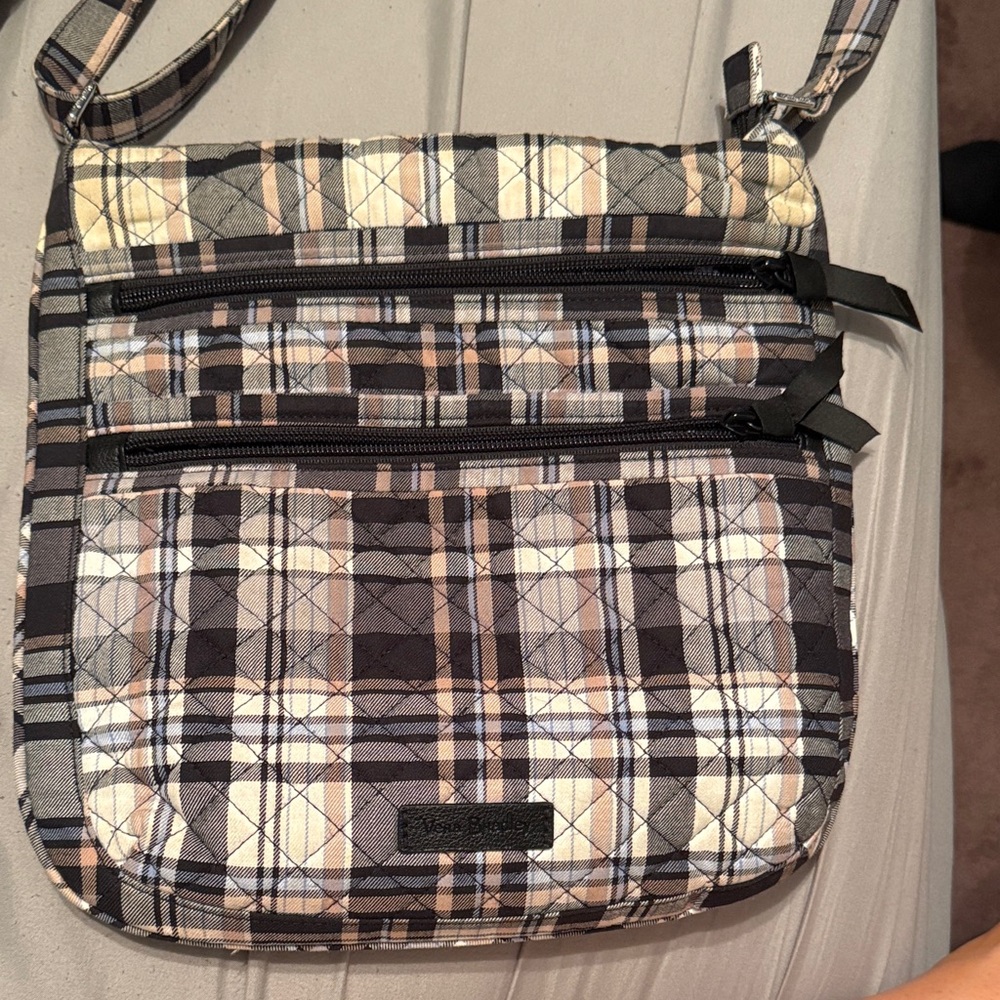 Vera Bradley Black and Tan Plaid Crossbody Bag